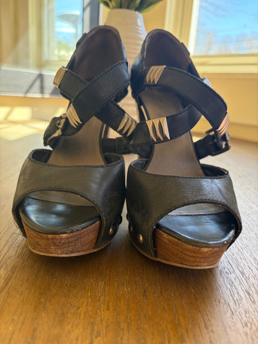 Guess Strappy Heels Biker Black Studs 10 - Picture 4 of 7